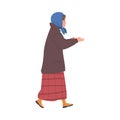 Homeless or refugee woman needing help and food. Hungry woman begging for food vector illustration