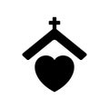 Homeless Shelter Silhouette Icon. Volunteer House for Help Homelessness People or Animal Black Pictogram. House for