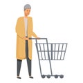 Homeless with shop cart icon cartoon vector. Poverty people