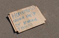 Homeless Sign Royalty Free Stock Photo