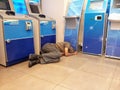 Homeless sleeping in ATMs terminal