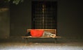 Homeless sleeping in a bench Royalty Free Stock Photo