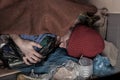 Homeless sleeping on the street Royalty Free Stock Photo