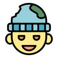 Homeless smiling kid icon color outline vector Royalty Free Stock Photo