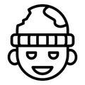 Homeless smiling kid icon, outline style Royalty Free Stock Photo