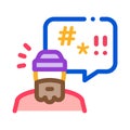 Homeless swearing icon vector outline illustration