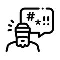 Homeless swearing icon vector outline illustration