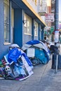 Homeless tents in downtown San Francisco, California, USA