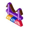 Homeless tents under bridge isometric icon vector illustration