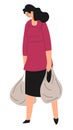 Homeless or unemployed sad woman carrying bags Royalty Free Stock Photo