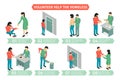 Homeless Volunteering Isometric Infographics