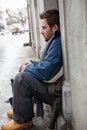 Homeless Young Man Begging In Street Royalty Free Stock Photo