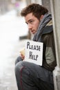 Homeless Young Man Begging In Street Royalty Free Stock Photo