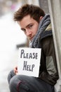 Homeless Young Man Begging In Street Royalty Free Stock Photo