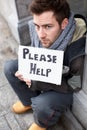 Homeless Young Man Begging In Street Royalty Free Stock Photo