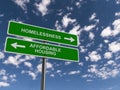 Homelessness affordable housing traffic sign Royalty Free Stock Photo