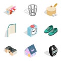 Homelike atmosphere icons set, isometric style