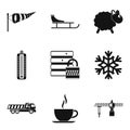 Homelike atmosphere icons set, simple style