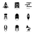 Homelike atmosphere icons set, simple style