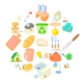 Homeliness icons set, cartoon style