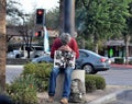 Homeless US Army Veteran Sitting on a corner in Mesa, Arizona