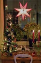 A homely and Christmas-decorated living room Royalty Free Stock Photo