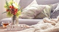 Home spring interior in the living room Royalty Free Stock Photo