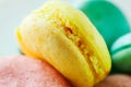 Homely macaron stack close up