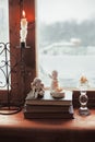 Homely wnter concept of window sill