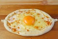 Homemade Adjarian Khachapuri, Cheese and Egg Filled Georgian Bread