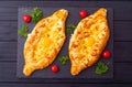 Homemade adjarian khachapuri with egg