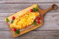 Homemade adjarian khachapuri with egg