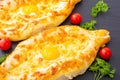 Homemade adjarian khachapuri with egg