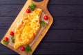 Homemade adjarian khachapuri with egg