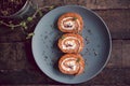 Homemade Ajvar rolls with cheese and ham Royalty Free Stock Photo