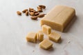 Homemade Almond Paste Whole Marzipan on Wooden Board Royalty Free Stock Photo
