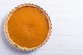 Homemade american traditional pumpkin pie Autumn food background