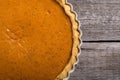 Homemade american traditional pumpkin pie Autumn food background