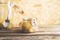 Homemade apple cider vinegar in hinged lid jar Royalty Free Stock Photo