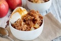 Homemade Apple Crisp or Crumble with Caramel Sauce Royalty Free Stock Photo