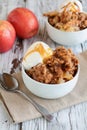 Homemade Apple Crisp or Crumble with Ice Cream and Caramel Sauce