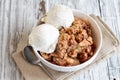 Homemade Apple Crisp or Crumble with Ice Cream Royalty Free Stock Photo