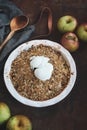 Homemade Apple Crisp or Crumble with Vanilla Ice Cream Royalty Free Stock Photo