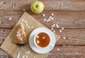 Homemade apple pie with cinnamon and cup of tea Royalty Free Stock Photo