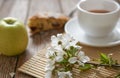 Homemade apple pie with cinnamon and cup of tea Royalty Free Stock Photo