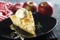 Homemade apple pie with vanilla ice cream Royalty Free Stock Photo