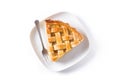 Homemade apple pie slice on white background. Royalty Free Stock Photo