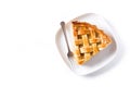 Homemade apple pie slice on white background. Royalty Free Stock Photo