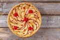 Homemade apple pie with sliced apple. Top view Royalty Free Stock Photo
