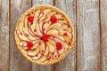 Homemade apple pie with sliced apples on the top Royalty Free Stock Photo